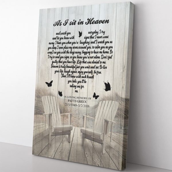 As I Sit In Heaven Personalized Wall Art, Memorial Heart Gift Ideas Framed Prints, Canvas Paintings - Image 4