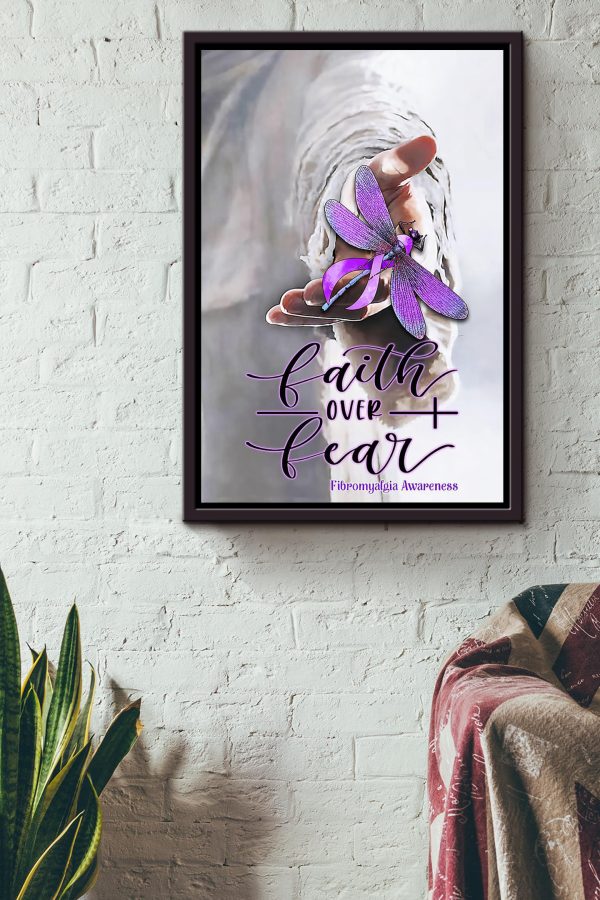 Faith Over Fear Christian Gift For Christmas Decor Child Of God Framed Canvas Framed Prints, Canvas Paintings - Image 2