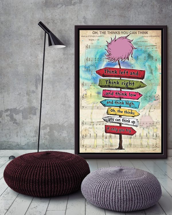 Oh The Thinks You Can Think Music By Stephen Flaherty Lyric Song For Children Framed Canvas Framed Prints, Canvas Paintings - Image 3