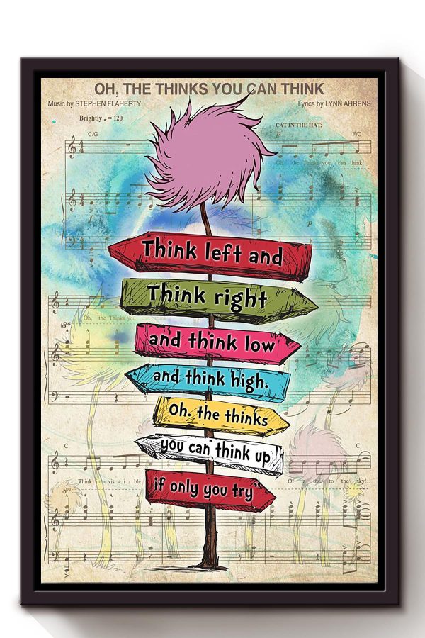 Oh The Thinks You Can Think Music By Stephen Flaherty Lyric Song For Children Framed Canvas Framed Prints, Canvas Paintings