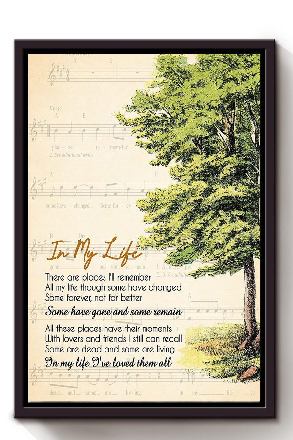 In My Life Lyrics Vintage Tree For The Beatles Fan Framed Matte Canvas Framed Prints, Canvas Paintings