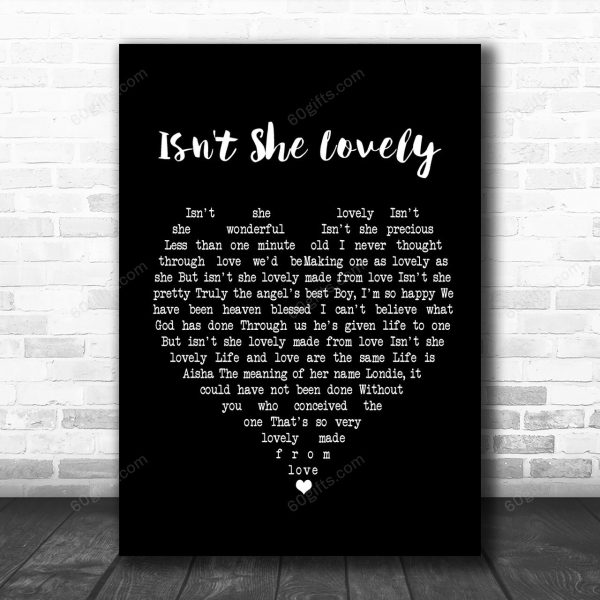 Stevie Wonder Isn't She Lovely Black Heart Song Lyric Art Print - Canvas Print Wall Art Home Decor