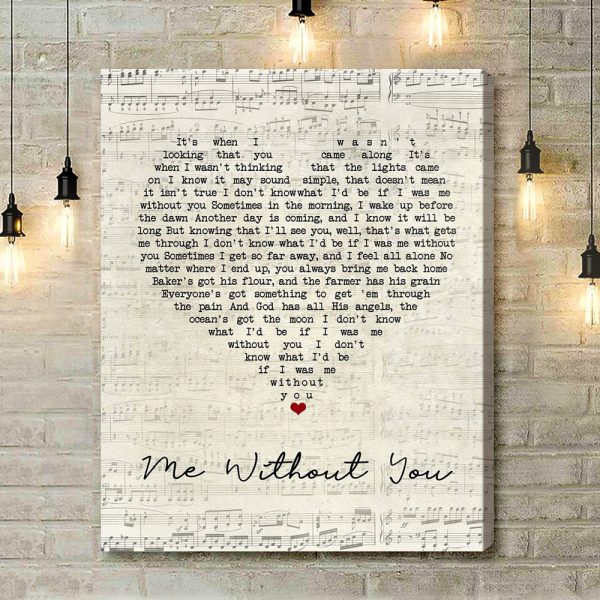 Katie Herzig Me Without You Script Heart Song Lyric Art Print - Canvas Print Wall Art Home Decor