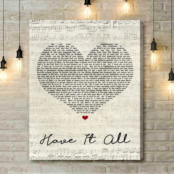 Jason Mraz Have It All Script Heart Song Lyric Art Print - Canvas Print Wall Art Home Decor