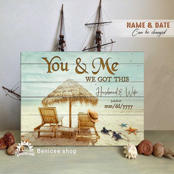 Personalized Name Valentine's Day Gifts You & Me Anniversary Wedding Present - Customized Canvas Print Wall Art Home Decor