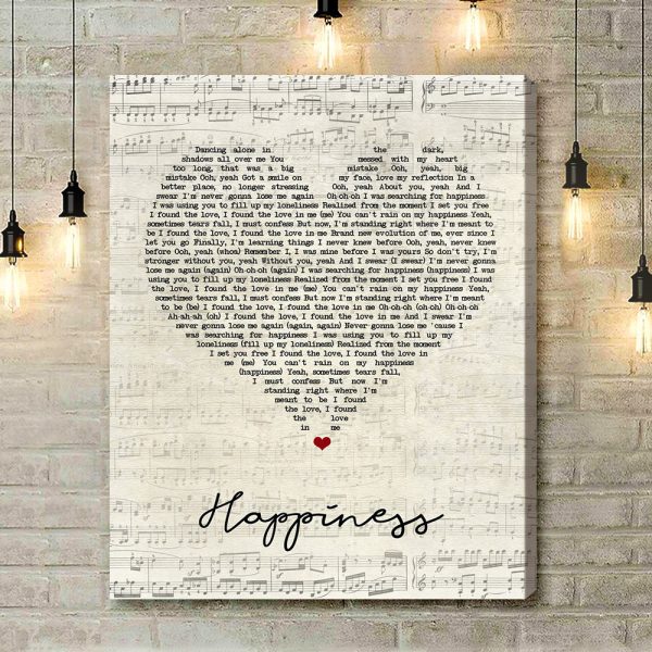 Little Mix Happiness Script Heart Song Lyric Art Print - Canvas Print Wall Art Home Decor