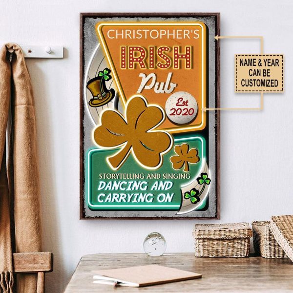 here Gifts Personalized Irish Pub Storytelling And Singing Canvas Home Decor