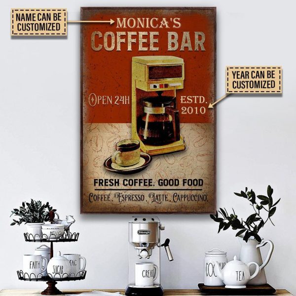 here Gifts Personalized Coffee Good Food Canvas Home Decor