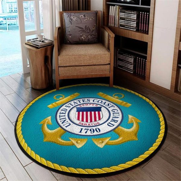 United States Coast Guard Round Mat Round Floor Mat Room Rugs Carpet Outdoor Rug Washable Rugs