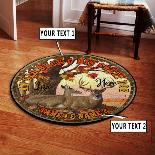 Personalized Deer Hunting Couple Gift Round Rug, Carpet 10365