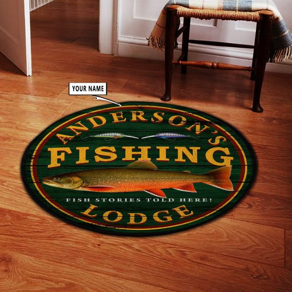 Personalized Fishing Shop Bait Man Cave Round Rug, Carpet 10447