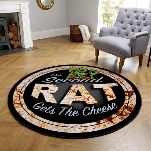 The Second Rat Gets The Cheese Rat Fink Hot Rod Round Mat Round Floor Mat Room Rugs Carpet Outdoor Rug Washable Rugs