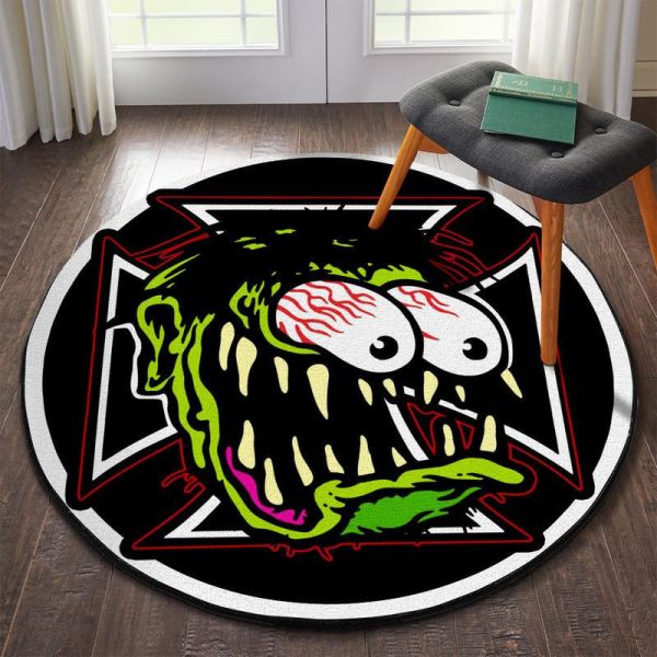 Rat Fink Hot Rod Garage Round Mat Round Floor Mat Room Rugs Carpet Outdoor Rug Washable Rugs