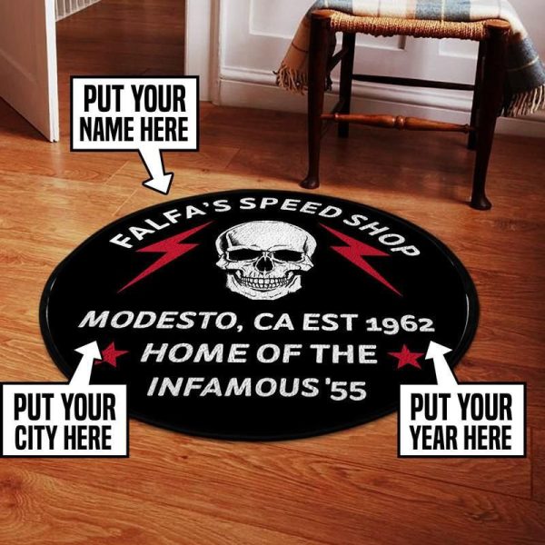 Falfa's Speed Shop American Graffiti [Personalized] Living Room Round Mat Circle Rug