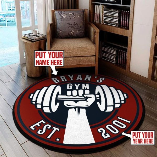 Personalized Gym Living Room Round Mat Circle Rug