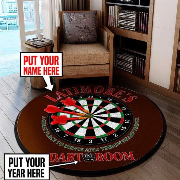 Personalized Dart Room Round Mat Round Floor Mat Room Rugs Carpet Outdoor Rug Washable Rugs