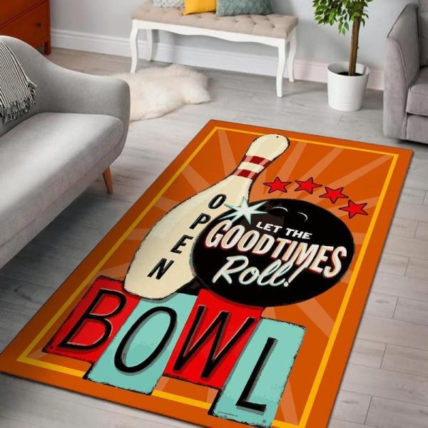 Bowling Let The Goodtimes Rool Round Mat Round Floor Mat Room Rugs Carpet Outdoor Rug Washable Rugs