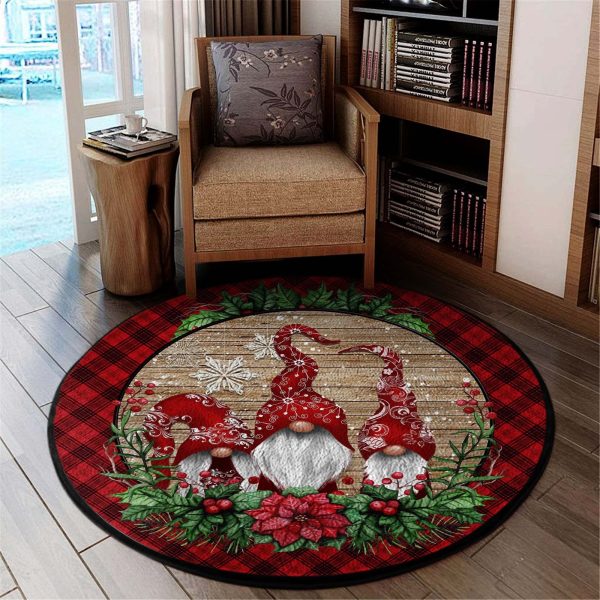 Gnomes Christmas Decor Round Rug, Carpet 07136