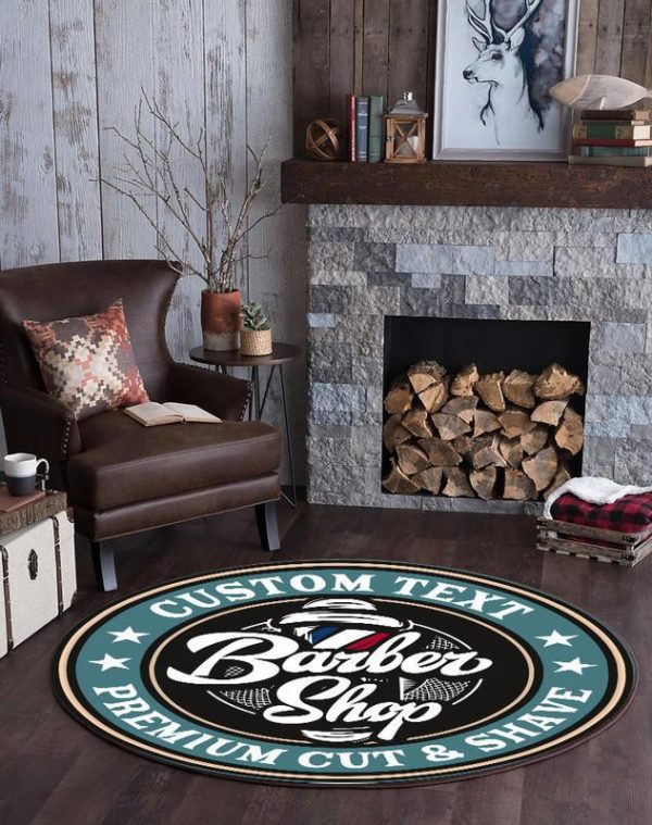 Personalized Barber Shop Living Room Round Mat Circle Rug - Image 4