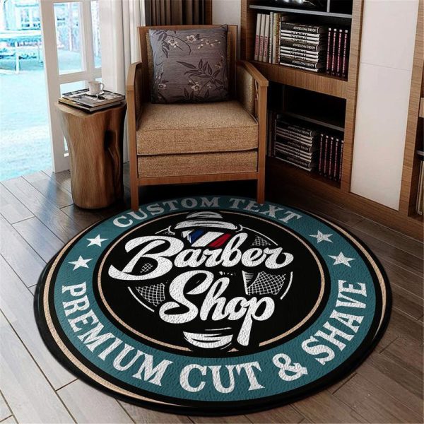 Personalized Barber Shop Living Room Round Mat Circle Rug - Image 5