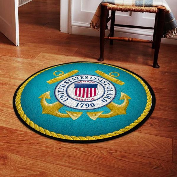 United States Coast Guard Round Mat Round Floor Mat Room Rugs Carpet Outdoor Rug Washable Rugs - Image 2