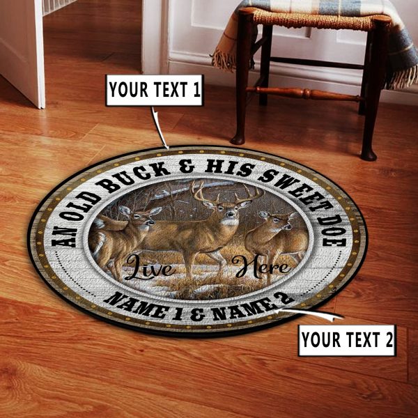 Personalized Deer Hunting Couple Gift Round Rug, Carpet 10365 - Image 4