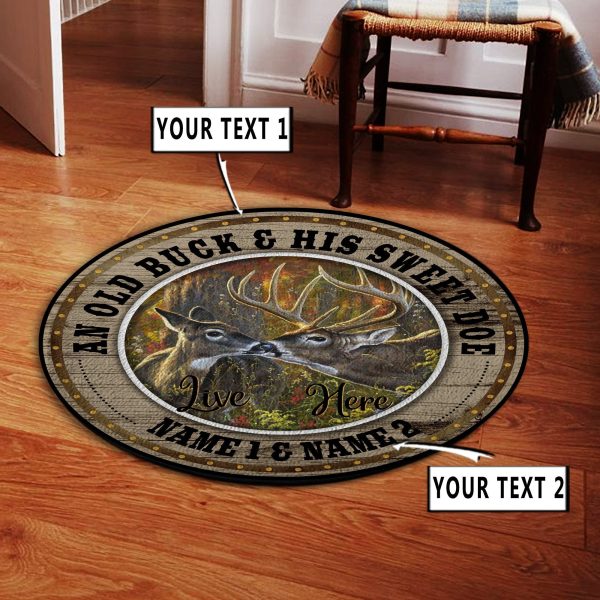 Personalized Deer Hunting Couple Gift Round Rug, Carpet 10365 - Image 2