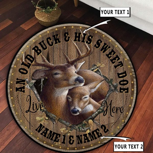 Personalized Deer Hunting Couple Gift Round Rug, Carpet 10365 - Image 3