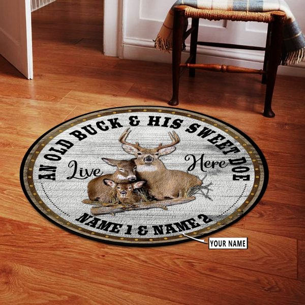 Personalized Deer Hunting Couple Gift Round Rug, Carpet 10365 - Image 5