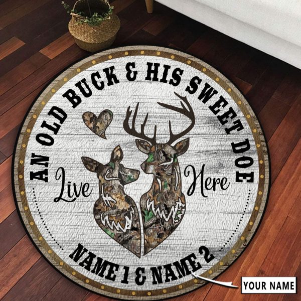 Personalized Deer Hunting Couple Gift Round Rug, Carpet 10365 - Image 7