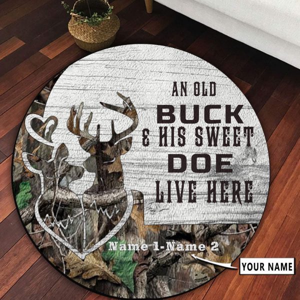 Personalized Deer Hunting Couple Gift Round Rug, Carpet 10365 - Image 8