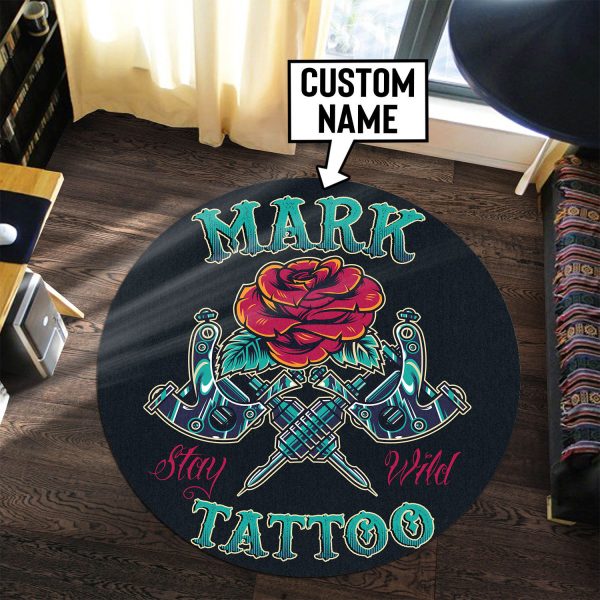 Personalized Tattoo Studio Round Mat - Image 2