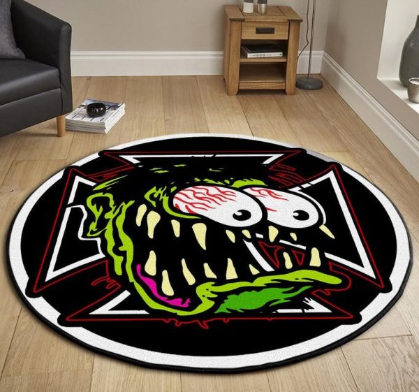 Rat Fink Hot Rod Garage Round Mat Round Floor Mat Room Rugs Carpet Outdoor Rug Washable Rugs - Image 3