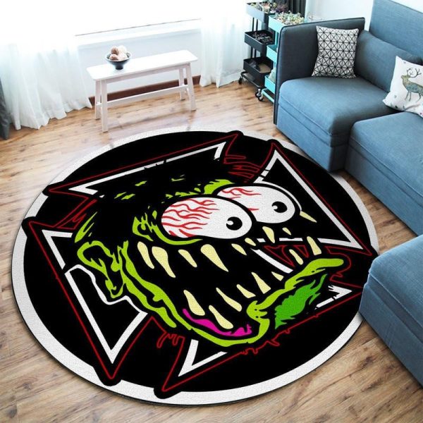 Rat Fink Hot Rod Garage Round Mat Round Floor Mat Room Rugs Carpet Outdoor Rug Washable Rugs - Image 2