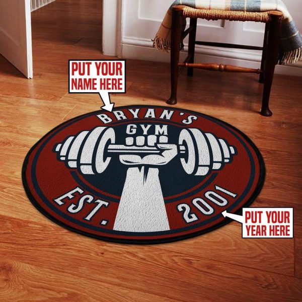 Personalized Gym Living Room Round Mat Circle Rug - Image 2