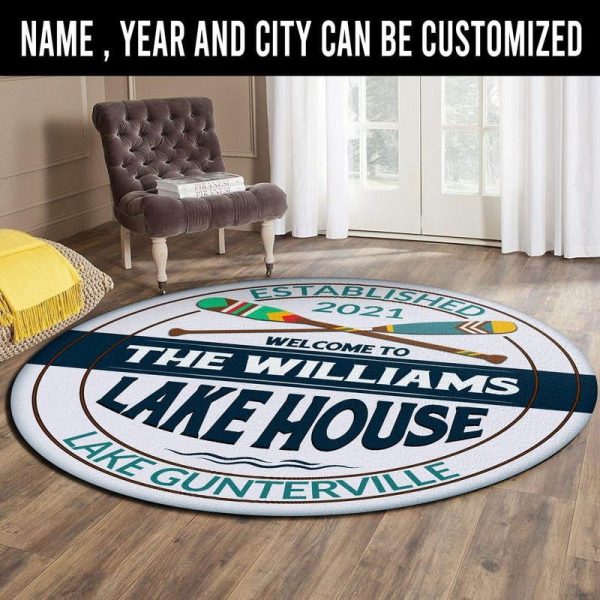 Personalized Lake House Living Room Round Mat Circle Rug - Image 4