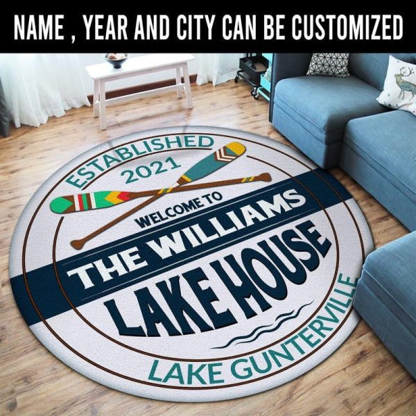 Personalized Lake House Living Room Round Mat Circle Rug - Image 6