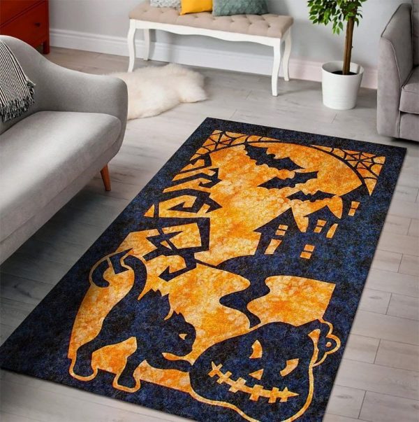 Halloween Witch Pumpkin Ghost Skull Spider Vampire Zoombie Bats Area Rug Carpet gable Area Rug Carpet Carpet