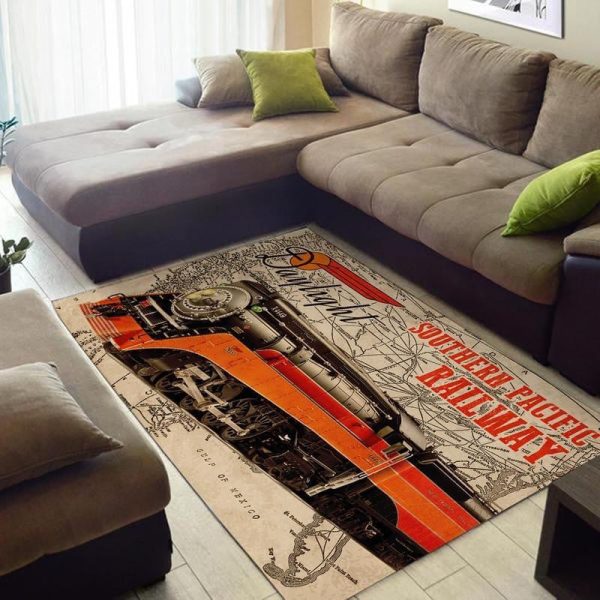 Sp Southern Pacific Line Steam Locomotive The Coast Daylight Train Vintage Railway Area Rug Carpet