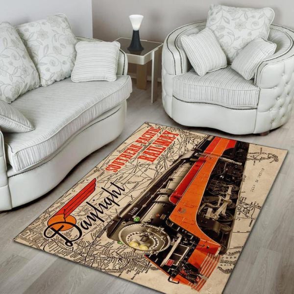 Sp Southern Pacific Line Steam Locomotive The Coast Daylight Train Vintage Railway Area Rug Carpet - Image 2