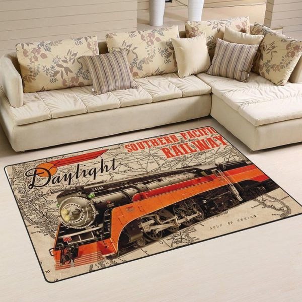 Sp Southern Pacific Line Steam Locomotive The Coast Daylight Train Vintage Railway Area Rug Carpet - Image 3