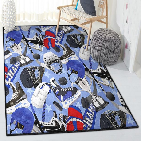 Hockey Large Hockey Tool Nt Rug Rectangle Rugs Washable Area Rug Non-Slip Carpet For Living Room Bedroom