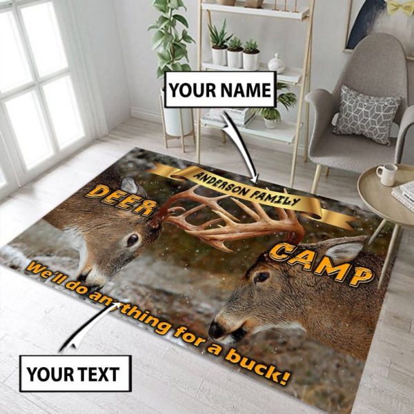 Personalized Deer Hunting Lodge Decor Area Rug Washable Rugs Carpet - Image 3