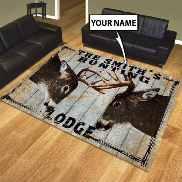 Personalized Deer Hunting Lodge Decor Area Rug Washable Rugs Carpet - Image 4