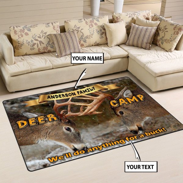 Personalized Deer Hunting Lodge Decor Area Rug Washable Rugs Carpet - Image 5