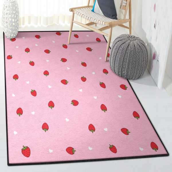 Strawberry Carpets Pink With Strawberry Rug Rectangle Rugs Washable Area Rug Non-Slip Carpet For Living Room Bedroom - Image 2