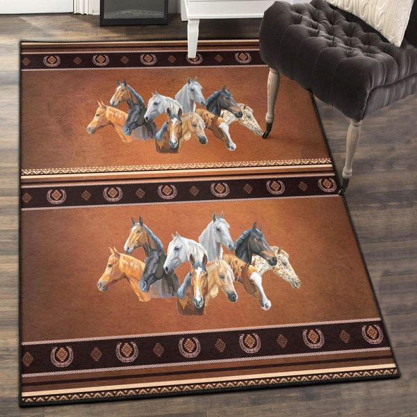 Style Borrego Style Horse Rug Rectangle Rugs Washable Area Rug Non-Slip Carpet For Living Room Bedroom