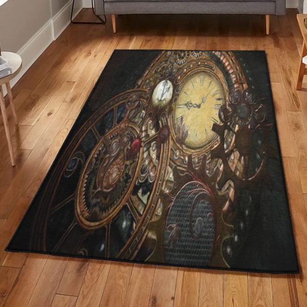 Steampunk Lifestyle Washable Steampunk Rug Rectangle Rugs Washable Area Rug Non-Slip Carpet For Living Room Bedroom