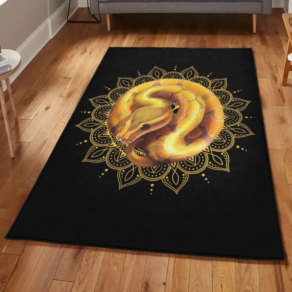 Reptile Lover Kitchen Rugs Banana Ball Python Rug Rectangle Rugs Washable Area Rug Non-Slip Carpet For Living Room Bedroom