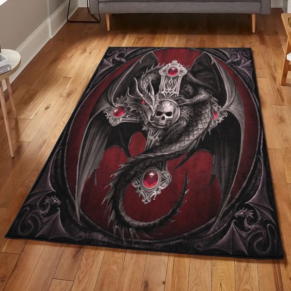 Fantasy Animal Non Shedding Dragon Skull Rug Rectangle Rugs Washable Area Rug Non-Slip Carpet For Living Room Bedroom